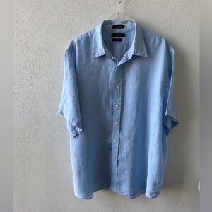 Daniel Cremieux Linen Classic Short Sleeve Button down Lt Blue 2X Cruise Beach